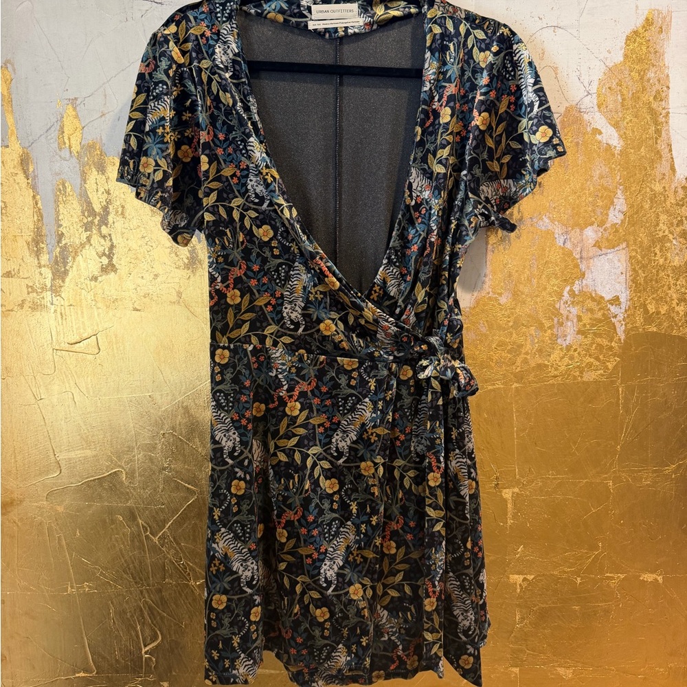 Urban Outfitters Velvet Tigerprint Wrap Dress